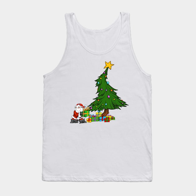 Santa putting presents under a tree Tank Top by Creativelyhamish